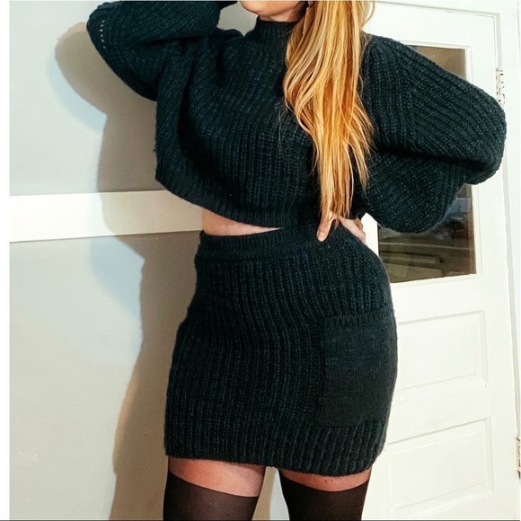 Asos set knit cropped sweater skirt cargo pockets - Picture 9 of 12